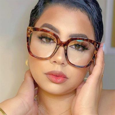 New Brand Design Fashion Oversize Square Glasses Women Frame Photochromic Anti Blue Light Computer Hyperopia Reading Eyeglass