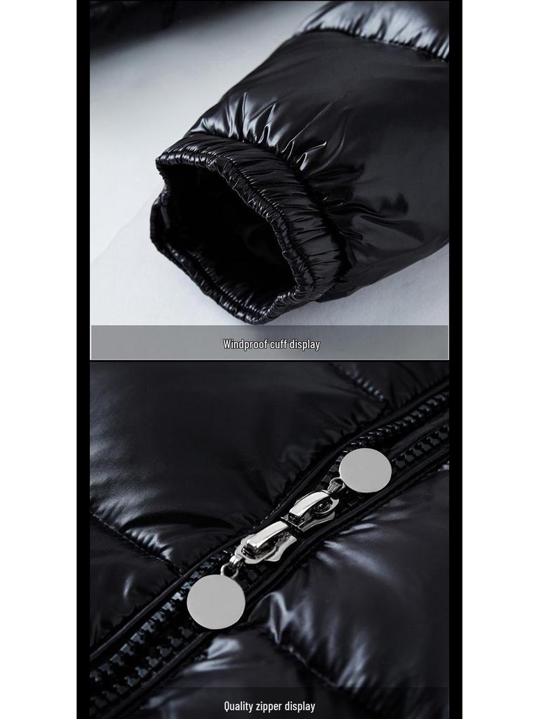 Veste d'hiver épaisse à surface brillante - Veste courte tendance pour couple