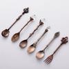 Mini Royal Style Cutlery Set 6pcs Spoons Fork Vintage Carved Dessert Spoons Kitchen Tableware Dinnerware Set