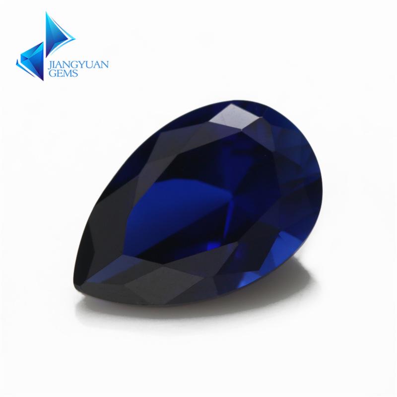 Pear-Shaped Blue Corundum Gemstone, 3x5~10x12mm, High Temperature Resistant 6x8mm