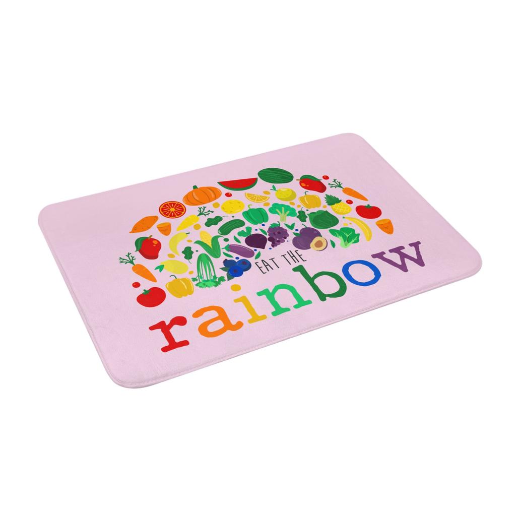 Cute Rainbow Vegan Food Doormat Mat Anti-Slip Plant Based Diet Kitchen Bath Balcony Rug Carpet 40*60cm