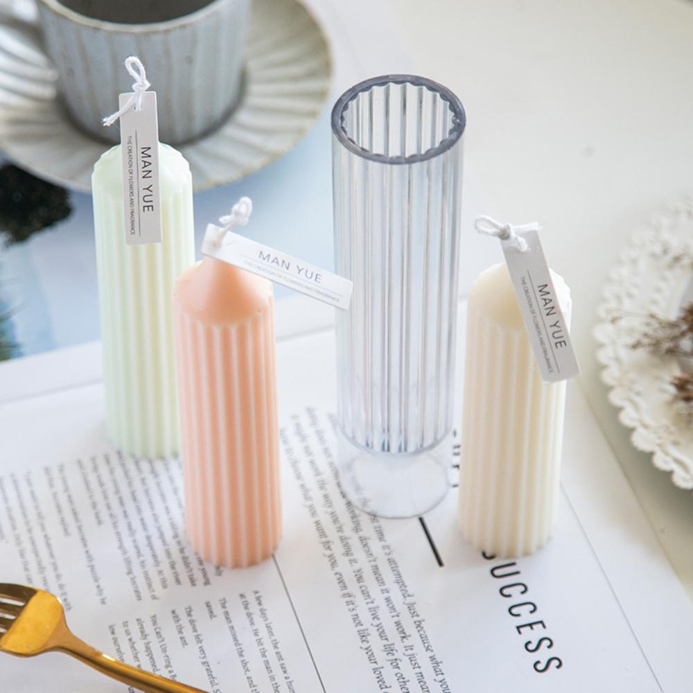 Taper Candle Mold Stripe Acrylic Resin Making Tool Easy Demoulding Smooth Plastic Candle Holder Mould DIY Scented Ornament Gifts