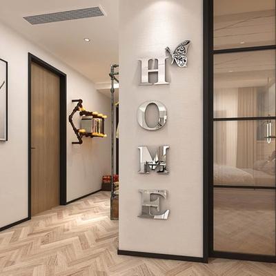 Home Wall Decor Letter Signs Akrylové zrkadlo Nálepky na stenu Dekorácie na stenu do obývacej izby Spálňa Home Decor Nálepky na stenu (Strieborná)