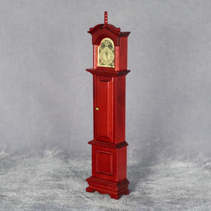 1:12 Miniature Solid Wood Brown Grandfather Floor Clock