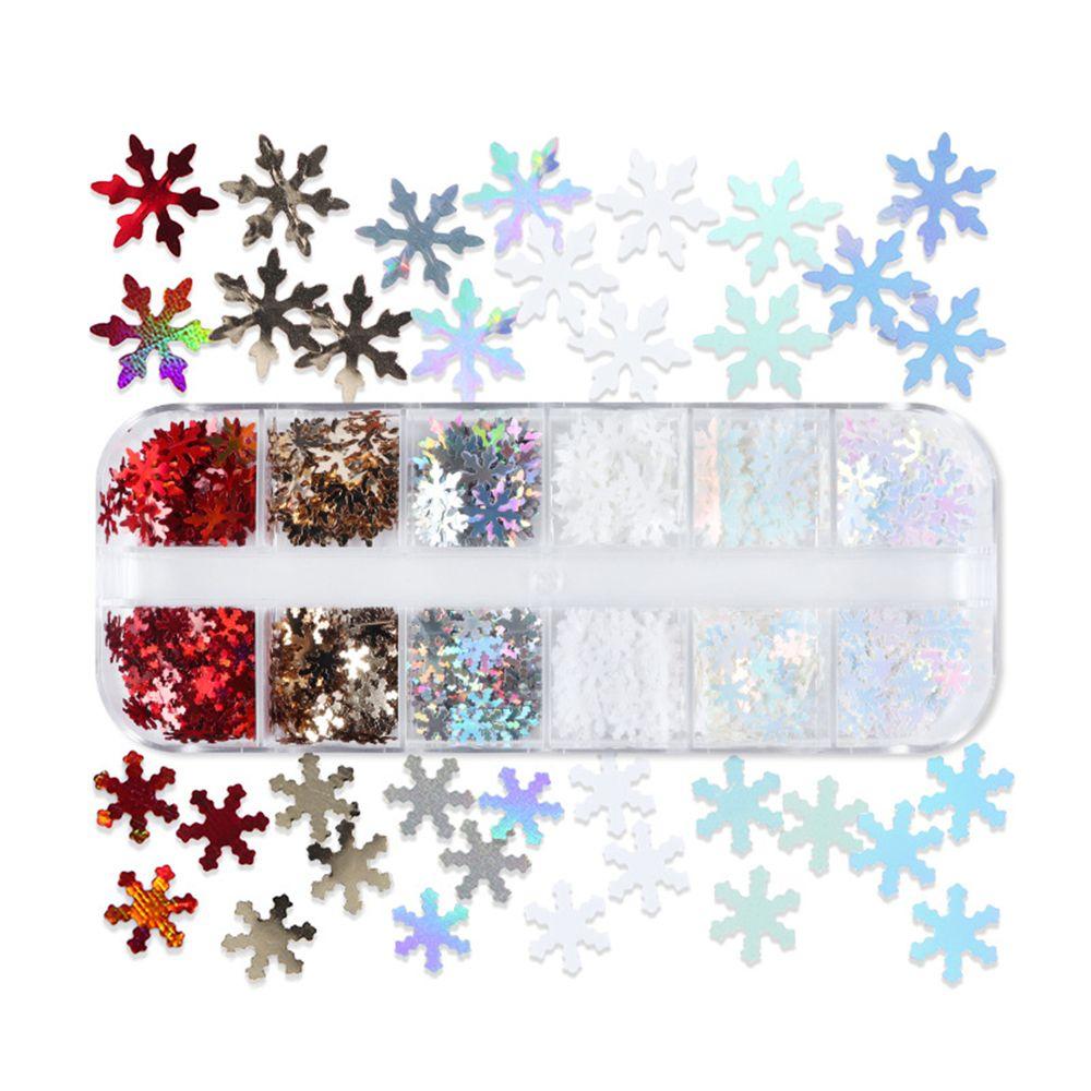 Holographic Laser Nail Decoration 12 Grids Plum Christmas Series Butterfly Nail Glitter Sequins