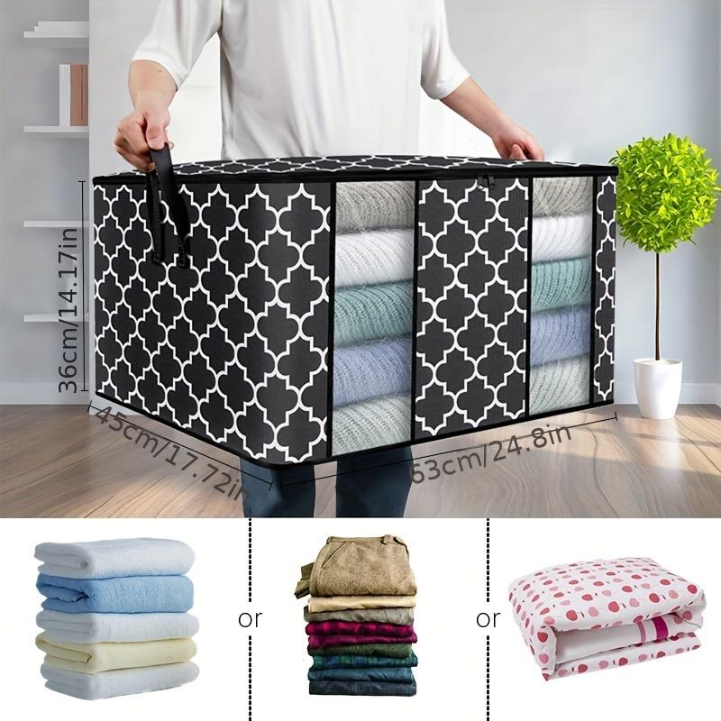 1pcFabric clothing storage bag quilt storage moving packing bag home bedroom foldableable clothes storage bag
