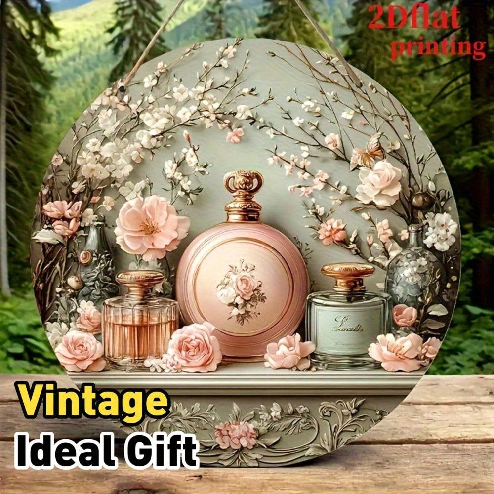 

Vintage Floral Metal Wall Art Pink Magnolia Green Leaf Decor Home Ornament 20x20 разноцветный