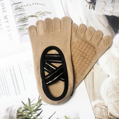 Neue Damen Yoga Fünf-Zehen-Socken Anti-Rutsch Schweißabsorbierend Atmungsaktiv Sportsocken Überkreuztes Band Home-Fitness Fußsocken