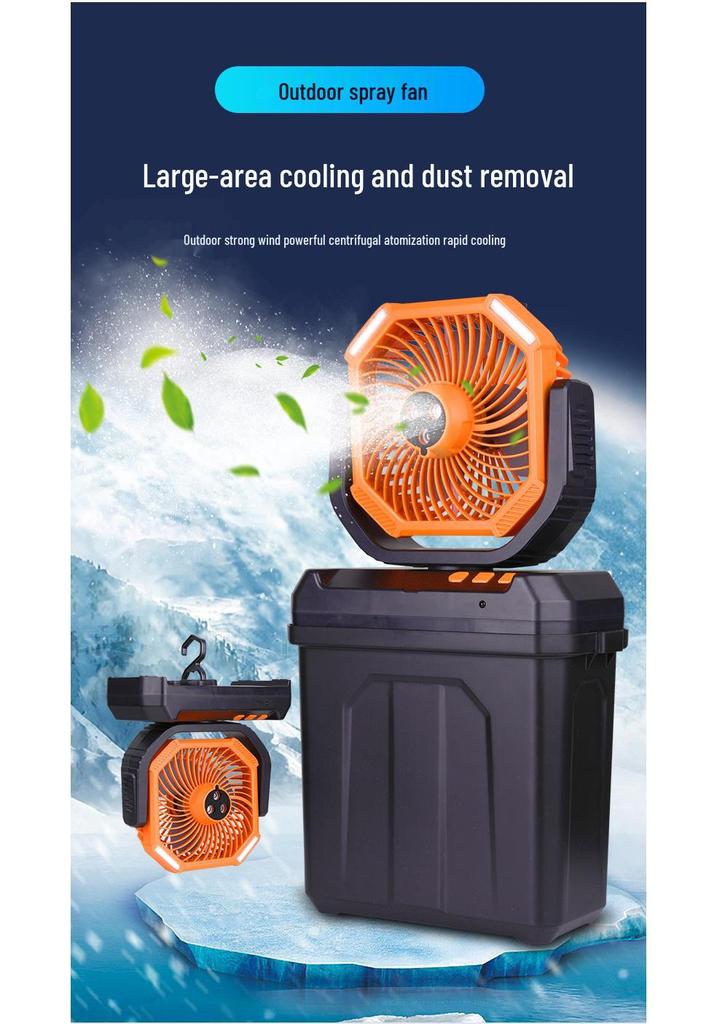 2026 Portable Outdoor Camping Fan with Spray, 20,000mAh, Rechargeable, Long Battery Life, Oscillating Fan with Light