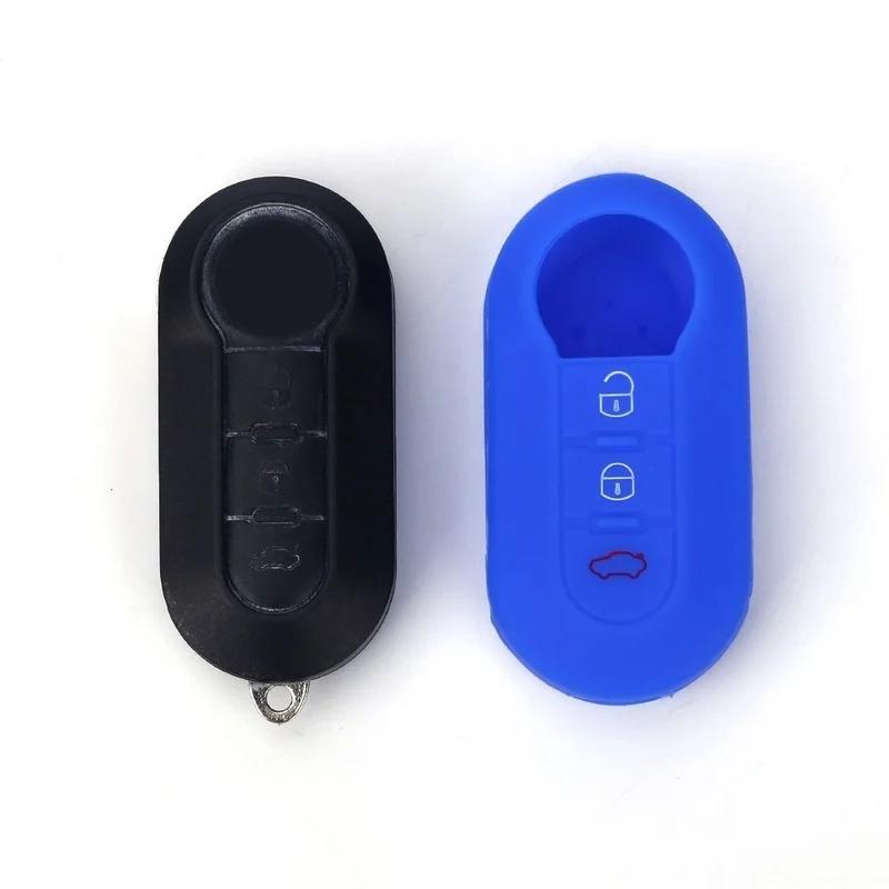 3 Buttons Silicone Car Key Case Cover For Fiat 500 Flip Folding Remote Key Shell For Fiat Punto Panda Car Accessories
