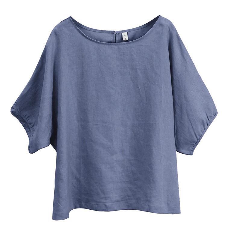 Women's European & American Style Summer Linen Lantern Sleeve Top