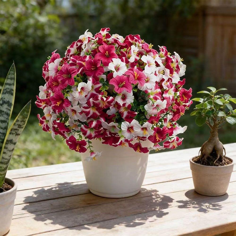 37CM Artificial Morning Glory Flower Fake Silk Faux Flower Bouquet UV Protection Simulation Artificial Lily Silk Flowers