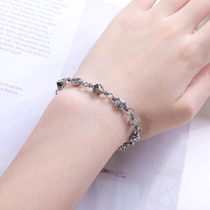 Trendy Small Square Beads Cross Stainless Steel Bracelet for Men and Women Clothing Accessory Punk Style Jewelry