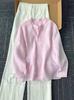 Women's Pink Tencel Linen Summer Shirt Jacket - Lightweight, Stylish, and Sun Protection Top