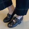Ins style Metal Buckle Mary Janes Women Ballet Flats Comfor Soft Sole Leather Spring Autumn Lazy Dance Loafers Shoes