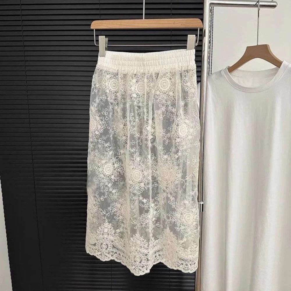 Sweet Lace Underskirt Slips Long Mesh Underskirt Slips Dress Elegant Lining Petticoat Women  Girls