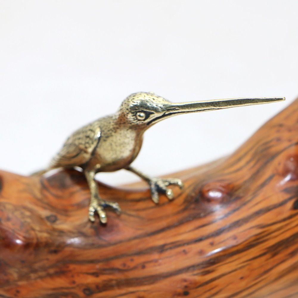 Long Mouth Bird Animal Statue Solid Brass Desktop Ornaments Vintage Tea Pet  Home Decor