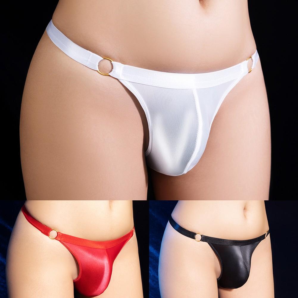 Panties Shiny Briefs Shiny Solid Color Thong Underpants