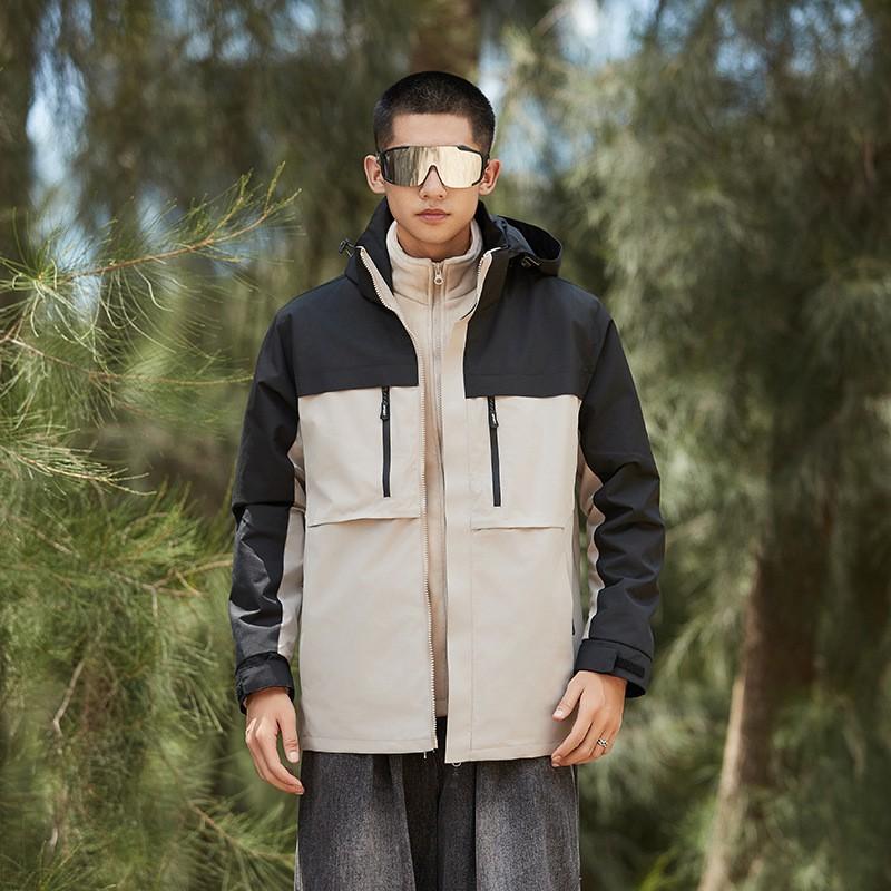 Mens Womens 3-in-1 Waterproof Windproof Hiking Jacket Outdoor Sport Coat With Hood