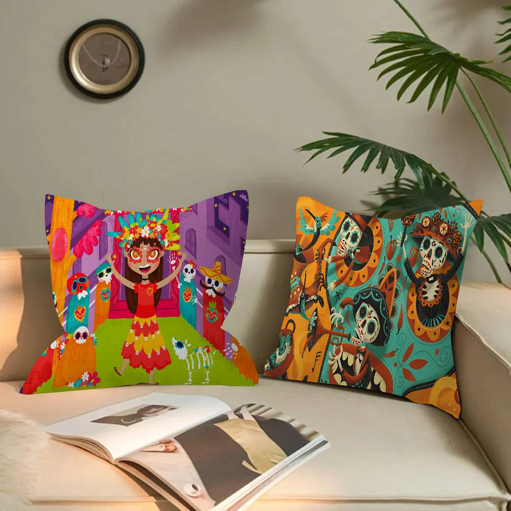 Cartoon Mexico Day Of The Dead Pillowcase Toon Gift Cushion Cover Bedroom Home Sofa Chair Seat Decor Pillow Case