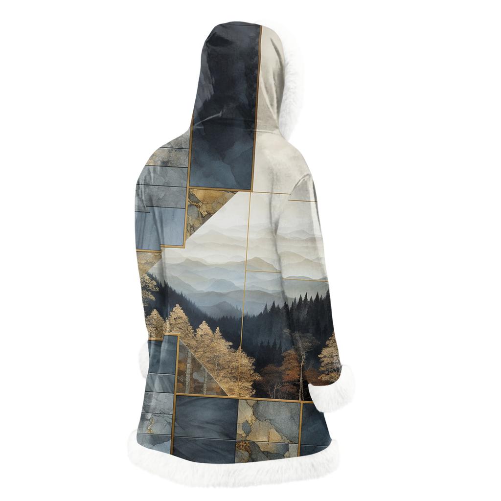 Unisex Casual And Fashionable Plush Collar Hooded Long Sleeved Floral Gradient Printing Jacket