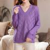 Women's V-neck Plus Size Sweater  Loose Hollow Out  Solid Color Loose Knit Pullover Sweater  Autumn Spring Summer
