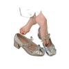 French Silver Mary Jane Single Shoes Women's 2025 Spring Thick Heel Temperament Versatile with Skirt High Heels Small Leather Shoes