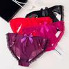 Low Waist Sheer Bow Lace Thong Bowknot Mesh Lace T Panties Lace Underwear  Home