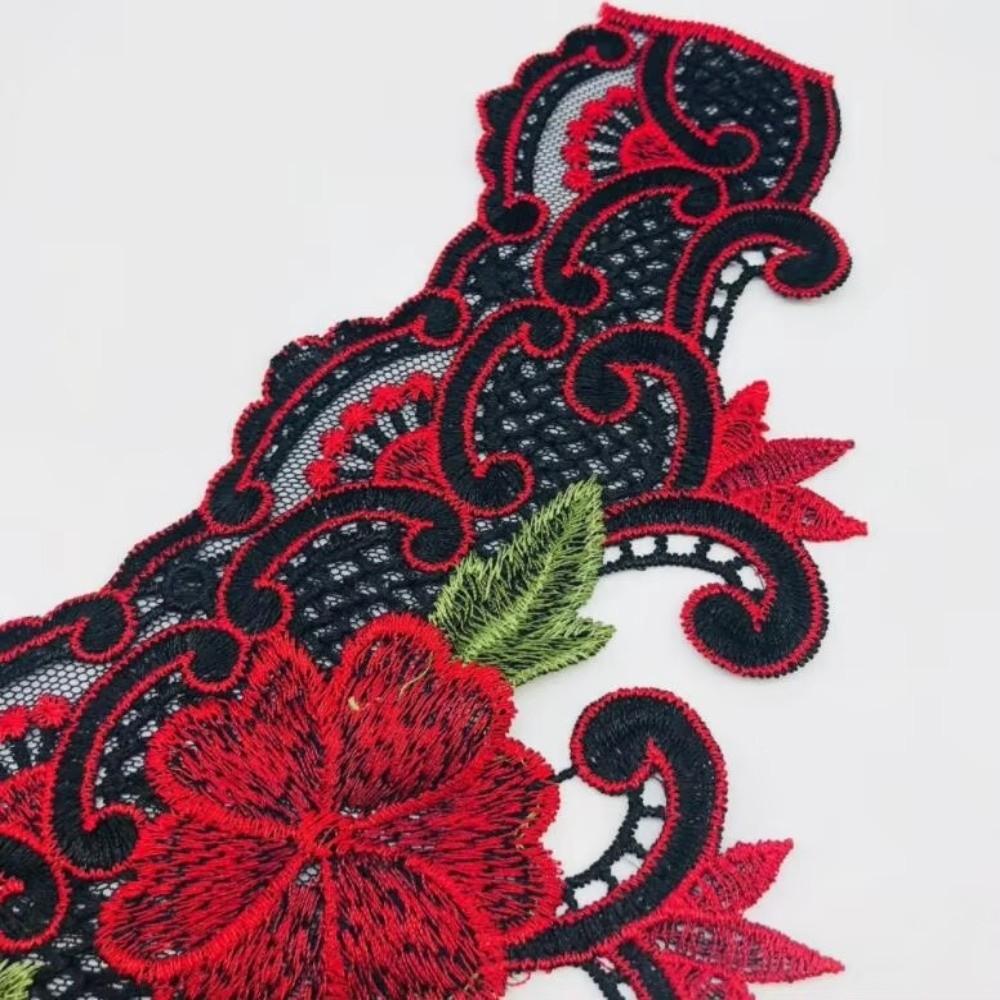 3D Embroidered Sewing On Patches Hollowed Out Detachable Rose Flower Patch Sticker Floral Embroidered Fabric Applique