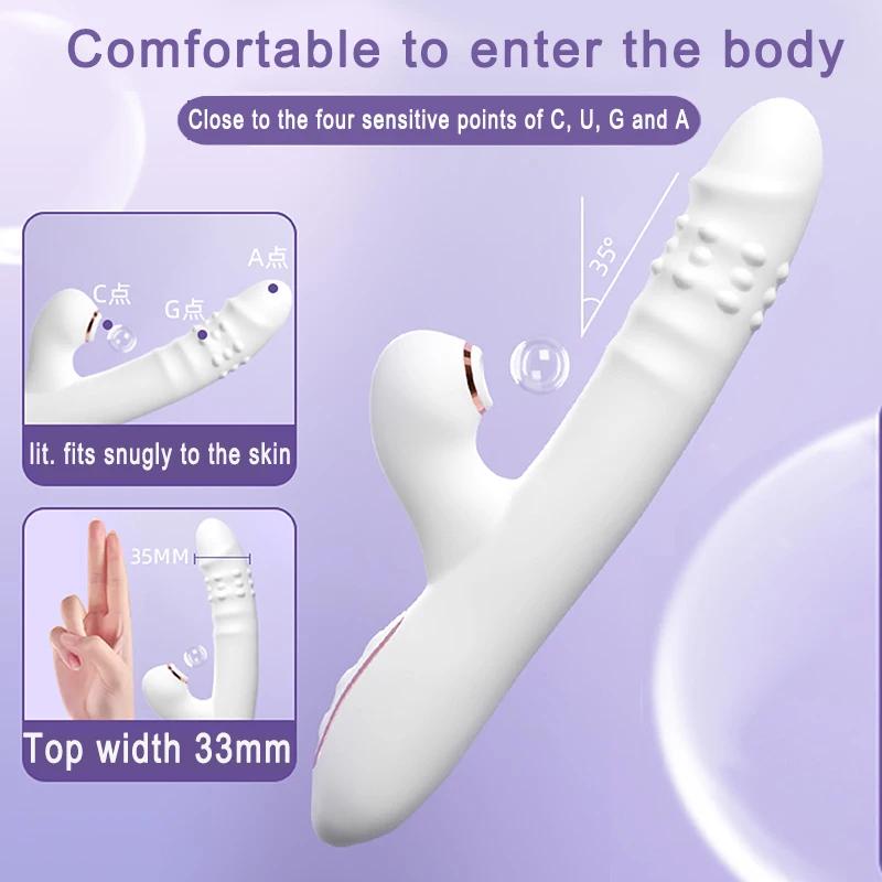 Vibrator Thrusting Dildo with Multiple Vibration/sucking Modes, Multifunctional Waterproof Sex Toys Thrusting, with Licking