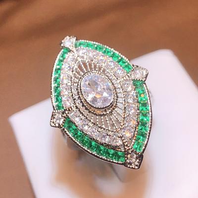Gioielli di Moda Vintage Timbro Riempito Zirconia Cubica Bianca&Verde AAA CZ Taglio Principessa Anello Fedina per Festa Ufficio Matrimonio Per Donne