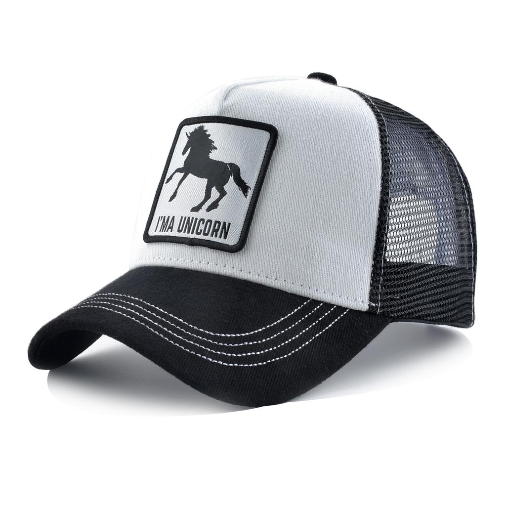 Baseballcaps med enhjørningsmerke Herre Snapback Baseballhatt Fire sesonger Utendørs Visircaps Dame Svart Hvit Casual Caps