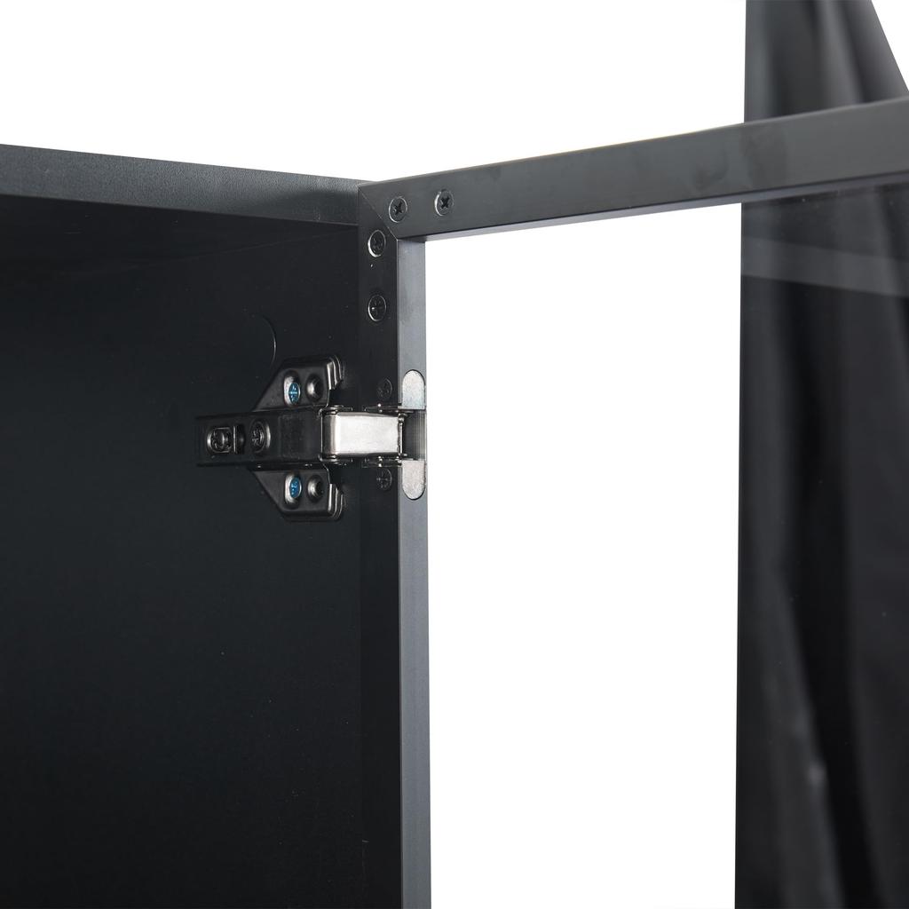 Glasvitrine LED-Lichtern 2er-Set, doppeltürige Schwarz viel Stauraum, Modern Einlegeböden, Bücherschrank Standvitrine Wohnzimmer Büro