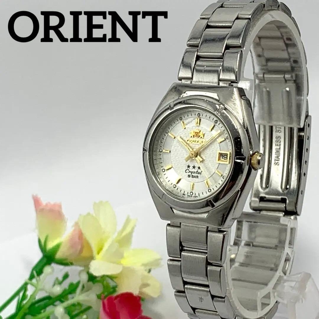 766 [Battery replaced and cleaned] Working item ORIENT Orient Ladies Watch Silver Date Quartz Popular Rare Vintage
