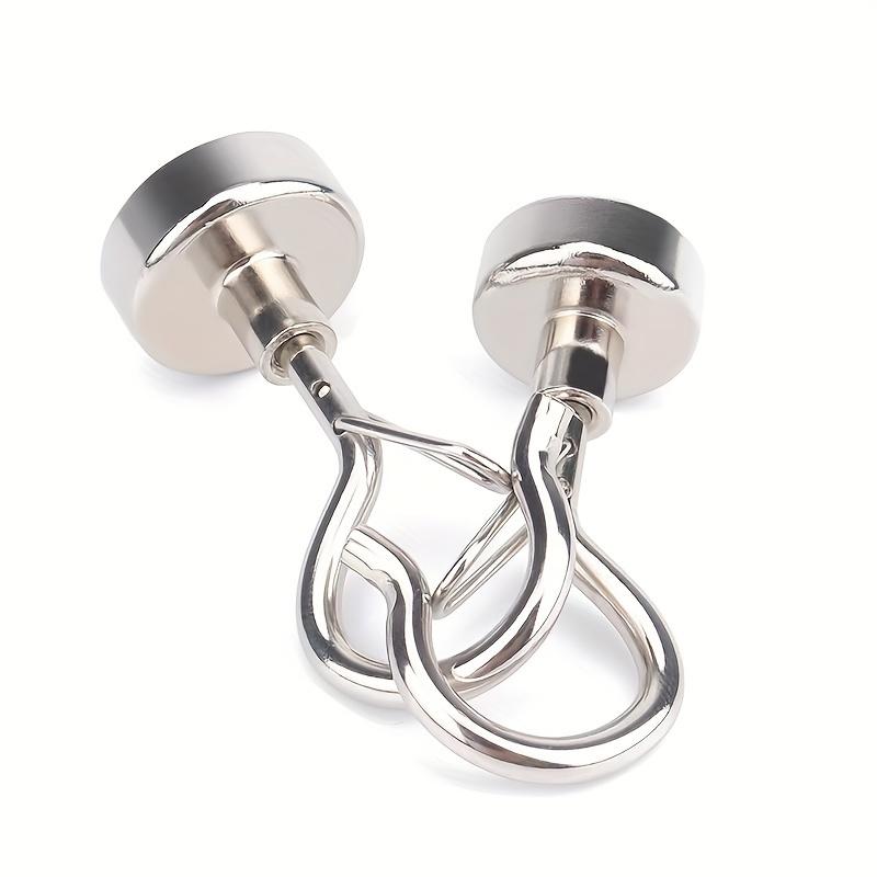 Heavy Duty Magnetic Hooks with Swivel Snap - 30 Lb Holding Power Metal Wall Mount Hooks, Polished Finish - Multipurpose Strong Magnet Hooks