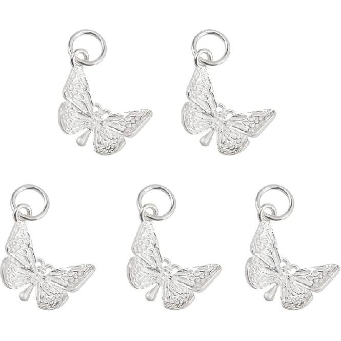 CHGCRAFT 5pcs 925 Sterling Silver Conch Shell Charms Silver Pendants with Jump Ring for DIY Jewelry Making