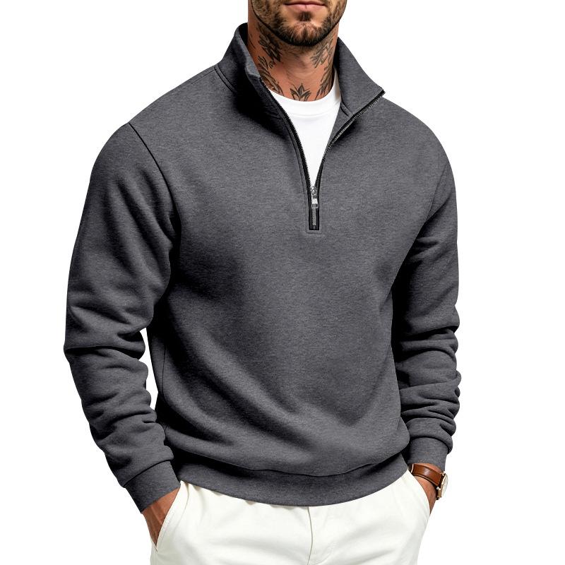Men's Fleece Half Zip Sweatshirt Stand Collar Relaxed Fit Outdoor Casual Pullover