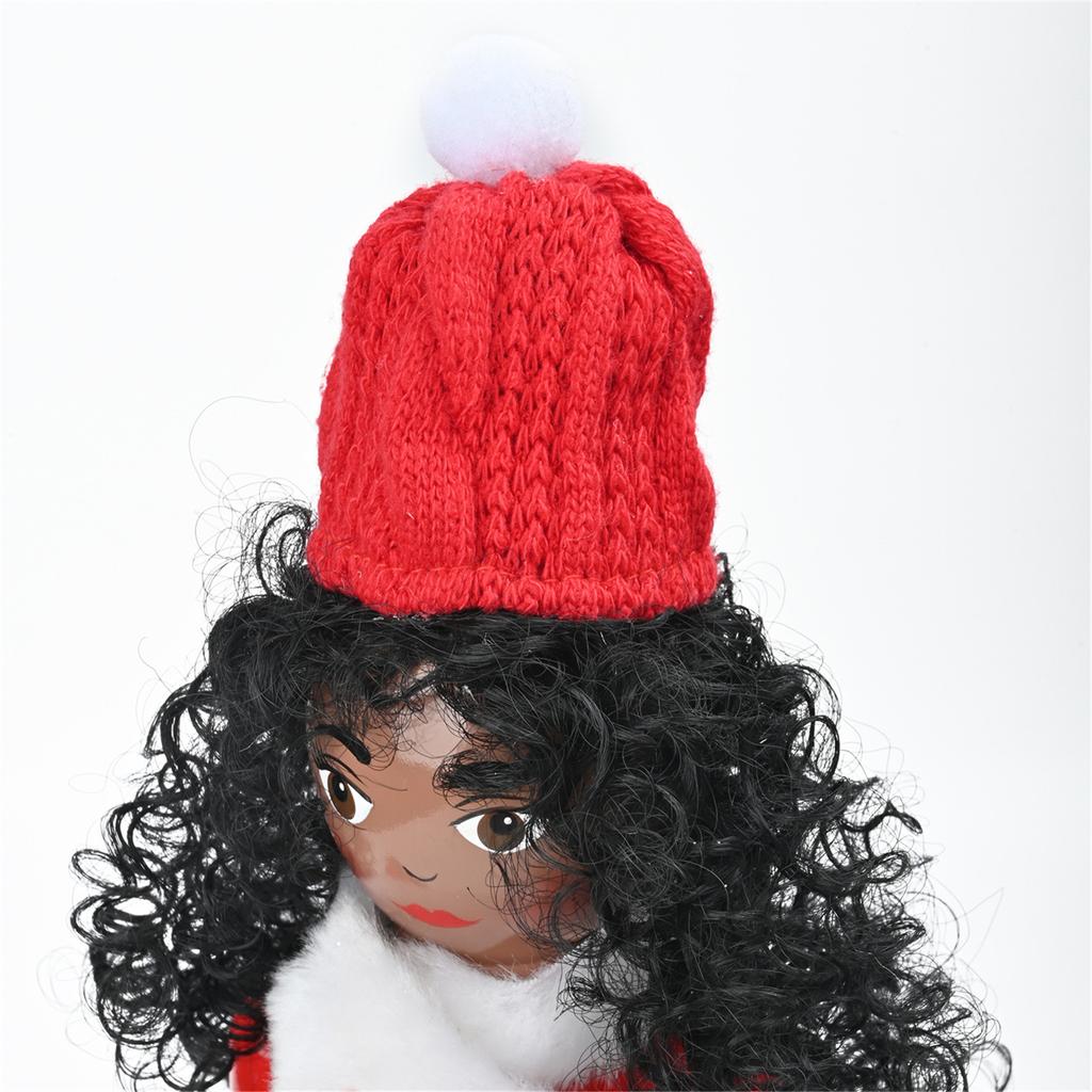 Christmas Shopping Lady Nutcrackers with Curly Hair Wood Figurine Decoration Ornament for Festival Home Tabletop Decors