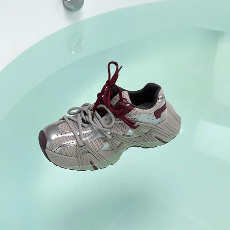 Fashion Shoes Female 2025 Mesh Women's Vulcanize Shoes Outdoor Breathable Women Casual Sneakers Round Toe Platform Lace Up Women's Shoes