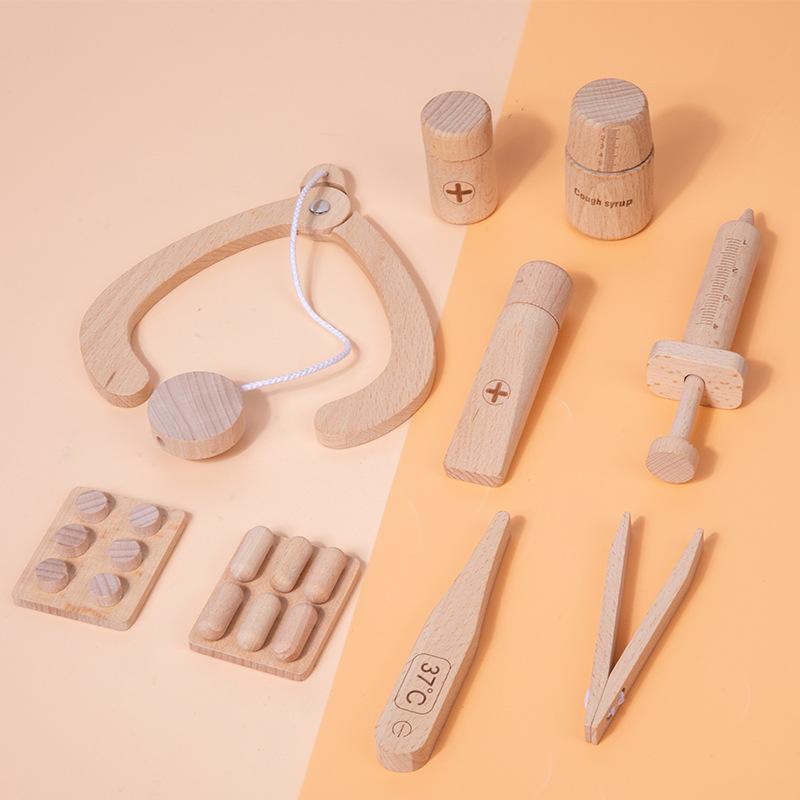 Wooden Children'S Play Doctor Set Fun Simulation Small Doctor Nurse Doctor Auscultation Toy