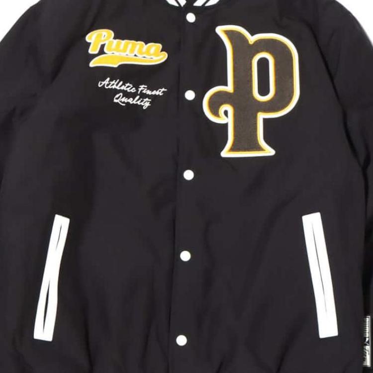 Puma Letter Logo Embroidered Single-Breasted Jacket Men Jacket Black 534378-01