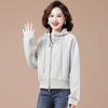 Versatile Hooded Sweatshirt for Women, Fashionable Short Zip Jacket Outfits