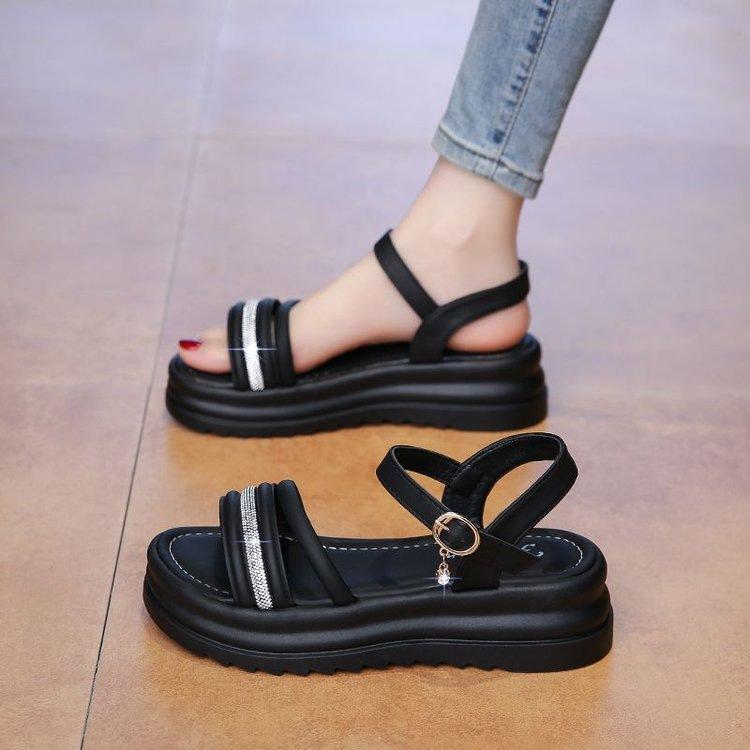 Sports Sandals Women's 2025 Summer New Versatile Muffin Thick-soled High-heeled Fashion Soft-soled Beach Casual Roman Shoes
