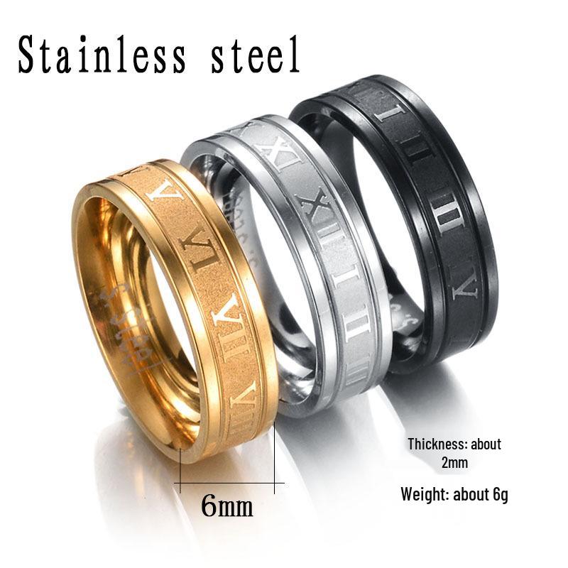 Punk Roman Numeral Stainless Steel Ring - European & American Style