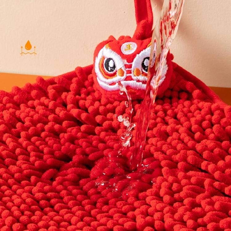 Red Hands Towel Home Super Absorbent Eco-Friendly Wipe Cloth Chenille Material