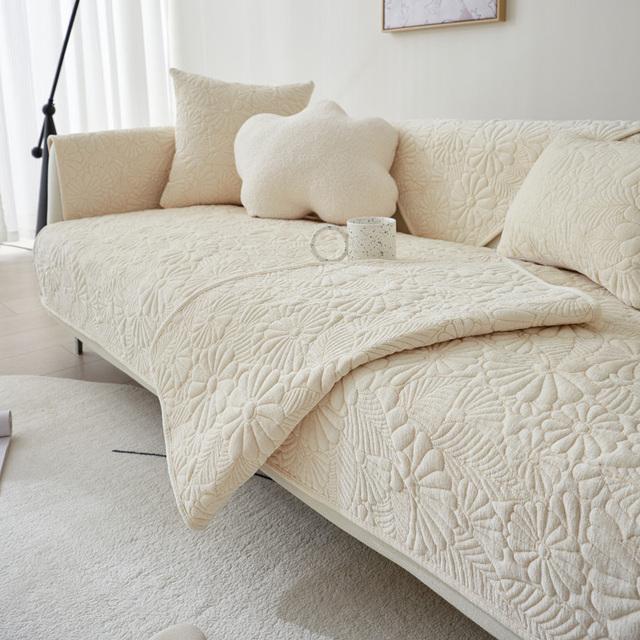 Chenille Thicken Sofa Towel Non -Slip Sofa Covers For Living Room Solid Color Sofa Mat Plush Backrest Armrest Towel Floor Carpet