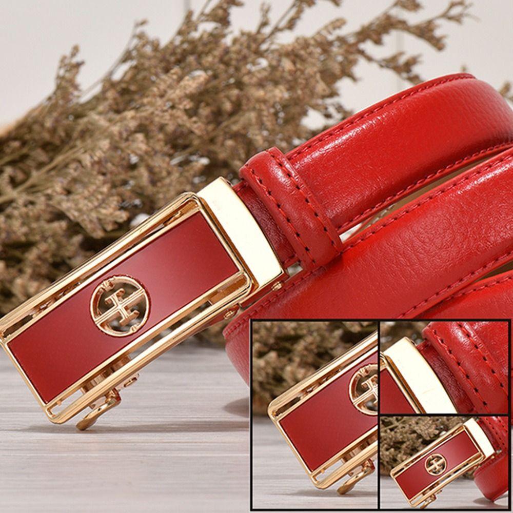 Designer Vintage Ladies Dress Belts Genuine Leather Belt Automatic Buckle Waistband Pants Bands