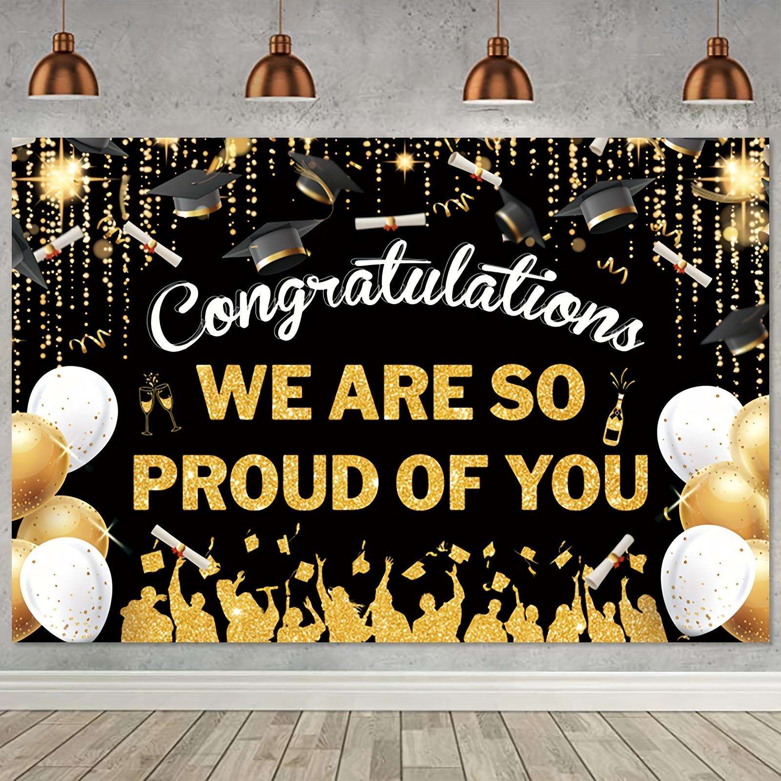 

VIKAMA Gilded Congratulations Theme Decoration Tapestry School Family Celebration Atmosphere Decoration Background Cloth 74x94cm(29x37in)