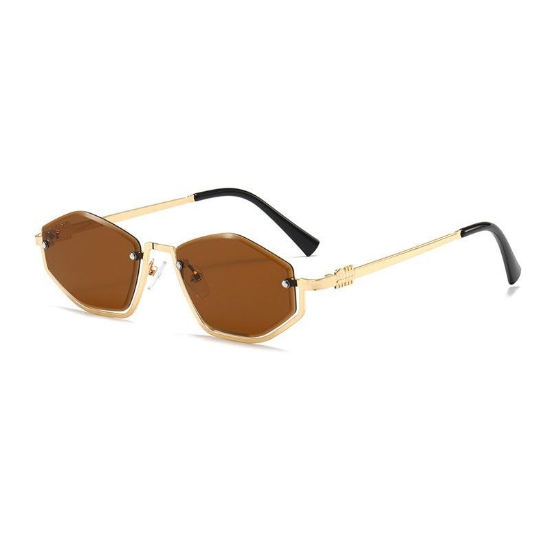 Vintage Geometric Metal Sunglasses With Uv400 Protection For Fashionable Travel And Outdoor Activities