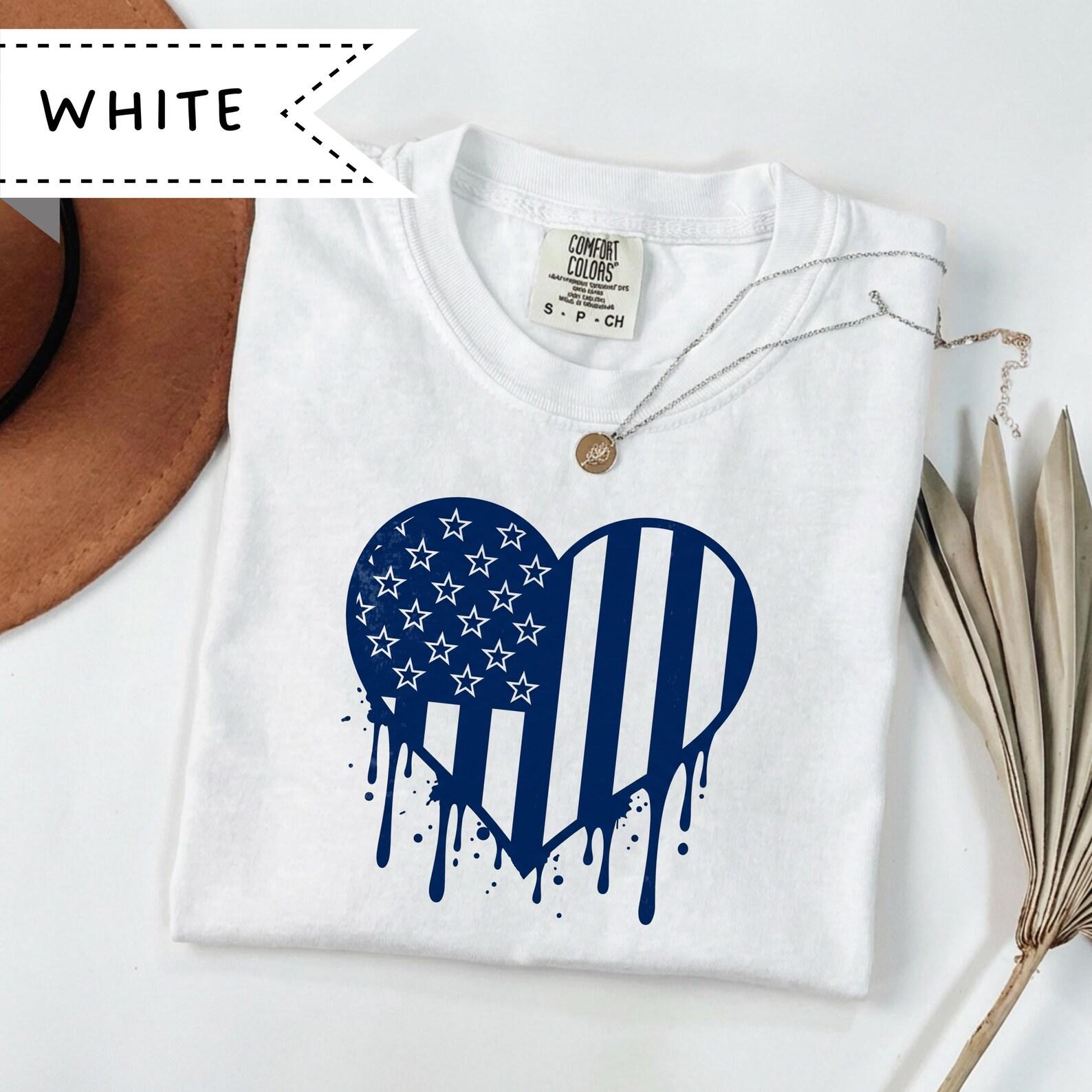 American Flag Heart Graphic Tee, USA Patriotic Comfort Colors® Shirt, Minimalistic Heart Tee 3XL